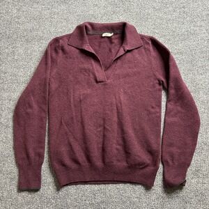 Faherty Jackson Polo Sweater Women's Small Red Clean Girl Quiet Luxury Basic
